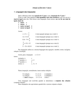 Matemática 7º ano  Equações do 1º grau - O Bichinho do Saber