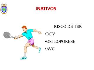 RISCO DE TER
•DCV
•OSTEOPORESE
•AVC
INATIVOS
 