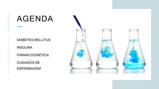AGENDA
INSULINOTERAPIA
2
DIABETES MELLITUS
INSULINA
FARMACOCINÉTICA
CUIDADOS DE
ENFERMAGEM
 