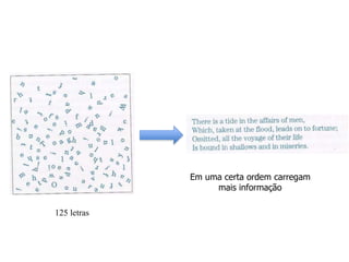 125 letras
Em uma certa ordem carregam
mais informação
 
