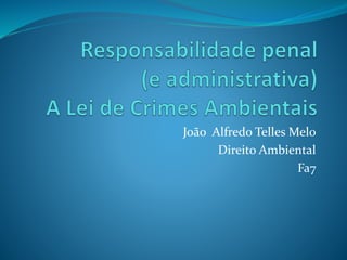 João Alfredo Telles Melo 
Direito Ambiental 
Fa7 
 