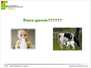 Para quem??????
Química de Alimentos IIProf.&Fabio&Macedo&da&Costa
 