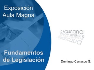 Exposición
Aula Magna
Fundamentos
de Legislación Domingo Carrasco G.
 
