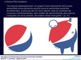 A Marca Pós-moderna

       “As marcas desempenham um papel muito importante tanto para
       semantizar novos produtos q...