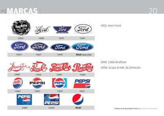 marcas |

20
1903. Henri Ford

1898. Caleb Bradham
2008. Grupo Arnell, da Omnicom

Projeto de Programação Visual 4 Professor Fabio Silveira

 
