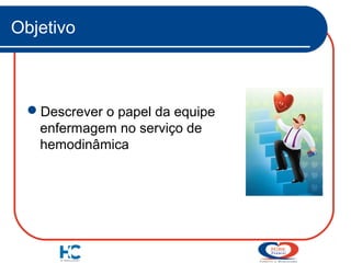 Objetivo

Descrever o papel da equipe
enfermagem no serviço de
hemodinâmica

 