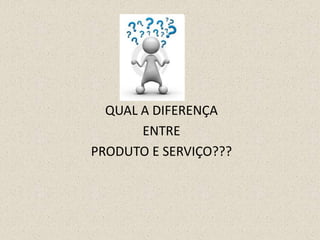 QUAL A DIFERENÇA
ENTRE
PRODUTO E SERVIÇO???
 