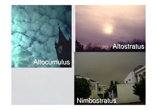 NimbostratusNimbostratus
AltostratusAltostratus
AltocumulusAltocumulus
 
