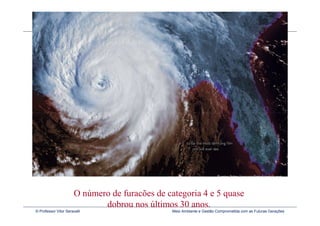 Fonte: http://www.climatecrisis.net


                       O número de furacões de categoria 4 e 5 quase
                              dobrou nos últimos 30 anos.
© Professor Vitor Seravalli                      Meio Ambiente e Gestão Comprometida com as Futuras Gerações
 