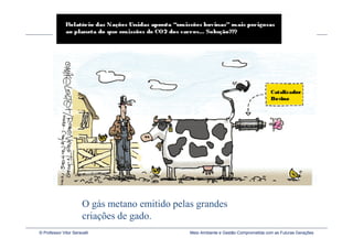 O gás metano emitido pelas grandes
                       criações de gado.
© Professor Vitor Seravalli                     Meio Ambiente e Gestão Comprometida com as Futuras Gerações
 