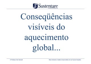 Conseqüências
                        visíveis do
                       aquecimento
                         global...
© Professor Vitor Seravalli   Meio Ambiente e Gestão Comprometida com as Futuras Gerações
 