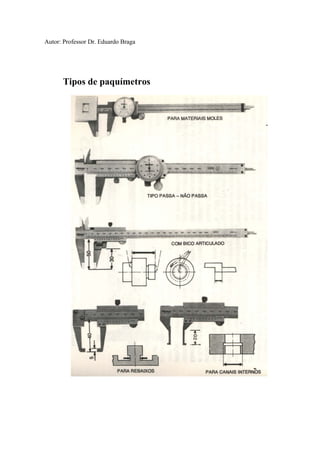 Autor: Professor Dr. Eduardo Braga
Tipos de paquímetros
 