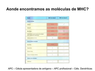 Aonde encontramos as moléculas de MHC?

APC – Célula apresentadora de antígeno – APC profissional – Céls. Dendríticas

 