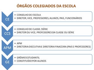 ÓRGÃOS COLEGIADOS DA ESCOLA 