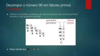 Aula n.º 7 decomposição em fatores primos | PPTX