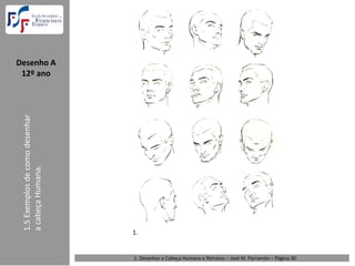 Desenho A  
 12º ano
 1.5 Exemplos de como desenhar 
 a cabeça Humana.




                                  1.


                                  1. Desenhar a Cabeça Humana e Retratos – José M. Parramón – Página 30 
 