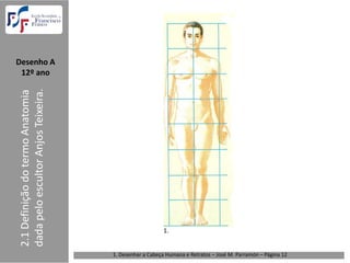 Desenho A  
 12º ano
2.1 Definição do termo Anatomia 
dada pelo escultor Anjos Teixeira.




                                                         1.


                                     1. Desenhar a Cabeça Humana e Retratos – José M. Parramón – Página 12 
 