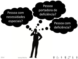 Janicy Rocha 
2014Pessoa com deficiência? Pessoa portadora de deficiência?Pessoa com necessidades especiais?  