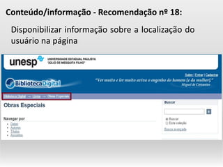 DisponibilizarinformaçãosobrealocalizaçãodousuárionapáginaConteúdo/informação-Recomendaçãonº18:  