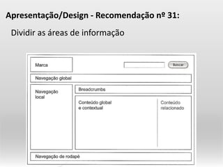 DividirasáreasdeinformaçãoApresentação/Design-Recomendaçãonº31:  