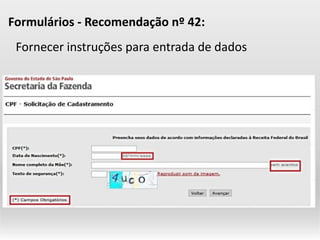 FornecerinstruçõesparaentradadedadosFormulários-Recomendaçãonº42:  