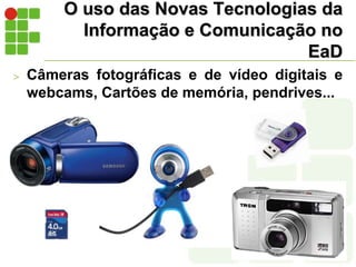 NTICs e EducaçãoPossibilita o desenvolvimento, tanto do ensino presencial, quanto a distância;O  conteúdo é apresentado de forma interativa e dinâmica;Possibilita uma relação interativa, de troca de experiências entre alunos e tutoresPermite realizar trabalhos em grupos, fóruns, chats, tornando a aprendizagem significativa.