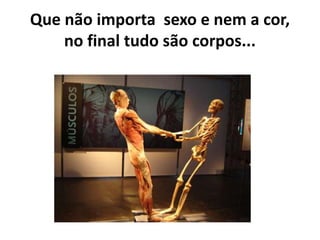 Que não importa sexo e nem a cor,
no final tudo são corpos...
 