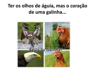 Ter os olhos de águia, mas o coração
de uma galinha...
 