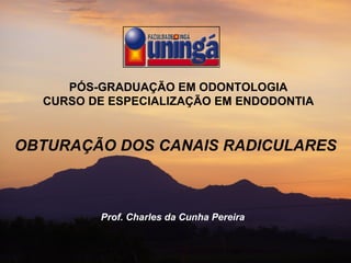 PÓS-GRADUAÇÃO EM ODONTOLOGIA CURSO DE ESPECIALIZAÇÃO EM ENDODONTIA OBTURAÇÃO DOS CANAIS RADICULARES Prof. Charles da Cunha Pereira 