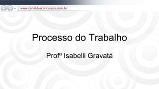 Processo do Trabalho
  Profª Isabelli Gravatá
 
