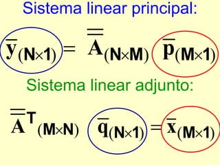 Sistema linear principal: Sistema linear adjunto: 