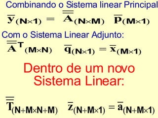 Combinando o Sistema linear Principal Dentro de um novo Sistema Linear: Com o Sistema Linear Adjunto: 