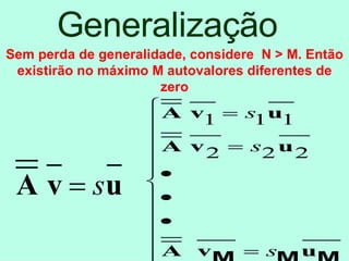 Generalização Sem perda de generalidade, considere  N > M. Então existirão no máximo M autovalores diferentes de zero 