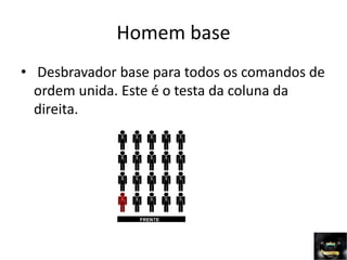 Homem base
• Desbravador base para todos os comandos de
ordem unida. Este é o testa da coluna da
direita.
 