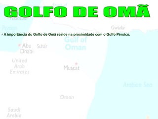 • A importância do Golfo de Omã reside na proximidade com o Golfo Pérsico.
 
