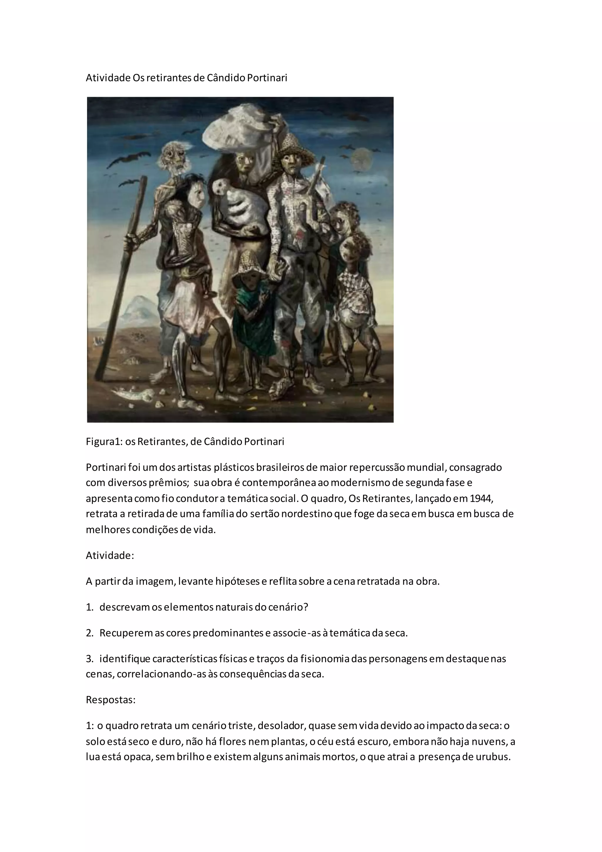Aula os retirantes cândido portinari | DOCX