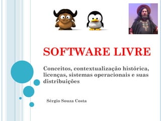 SOFTWARE LIVRE
Conceitos, contextualização histórica, licenças,
sistemas operacionais e suas distribuições
Sérgio Souza Costa
Outubro de 2009
 