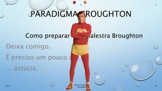 PARADIGMA BROUGHTON
Como preparar uma palestra Broughton
Deixa comigo.
É preciso um pouco de...
... astúcia.
18
Químca Orgânica
Avançada
2019
Th In K
 