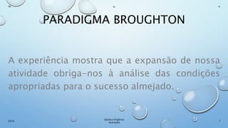 PARADIGMA BROUGHTON
A experiência mostra que a expansão de nossa
atividade obriga-nos à análise das condições
apropriadas para o sucesso almejado.
7
Químca Orgânica
Avançada
2019
Th In K
 