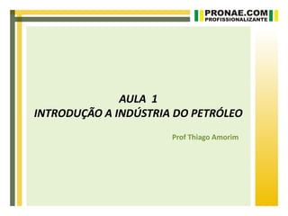 AULA 1
INTRODUÇÃO A INDÚSTRIA DO PETRÓLEO
                      Prof Thiago Amorim
 