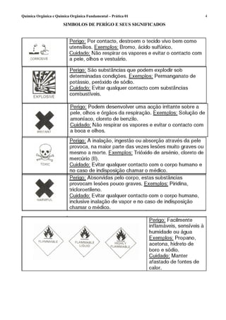 Química Orgânica e Química Orgânica Fundamental – Prática 01    4

                       SIMBOLOS DE PERÍGO E SEUS SIGNIFICADOS
 