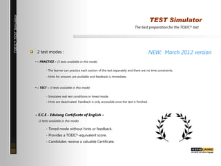 Toeic Computer Based Test Simulation Edulang. English learning applications | PPT