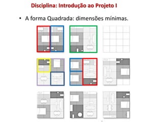 • A forma Quadrada: dimensões mínimas.
Disciplina: Introdução ao Projeto I
 