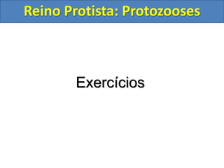 Reino Protista: Protozooses
Exercícios
 