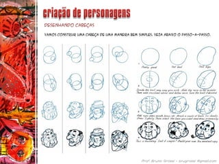 Vamos construir uma cabeça de uma maneira bem simples. Veja abaixo o passo-a-passo.
Desenhando cabeças
 