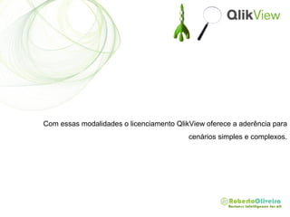 Com essas modalidades o licenciamento QlikView oferece a aderência para
cenários simples e complexos.
 