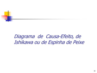 Diagrama de Causa-Efeito, de
Ishikawa ou de Espinha de Peixe




                                  19
 