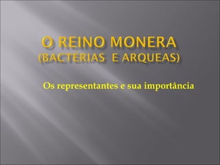 Os representantes e sua importância 