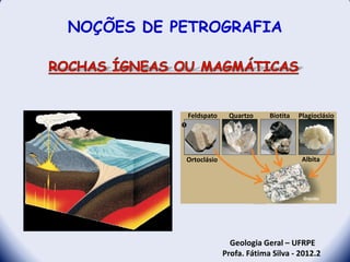NOÇÕES DE PETROGRAFIA




           Feldspato     Quartzo     Biotita   Plagioclásio




           Ortoclásio                           Albita




                          Geologia Geral – UFRPE
                        Profa. Fátima Silva - 2012.2
 