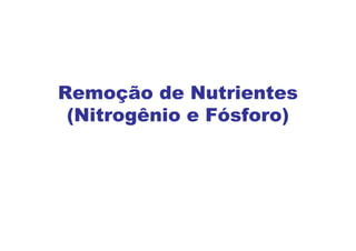 Remoção de Nutrientes
(Nitrogênio e Fósforo)
 